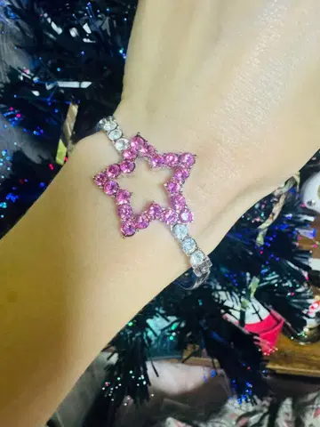 별 모양 핑크 스톤 팔찌