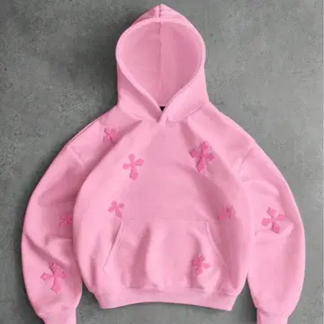 핑크 크로스 자수 후드티 쇼트 기장 opium y2k archive