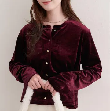 라메 벨로아 크루넥 가디건