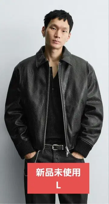 이번 시즌 모델 ZARA 페이크 가죽 자켓 크롭 봄버 자켓 L