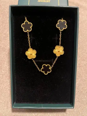 팔찌 블랙 플라워 클로버 골드 여성용