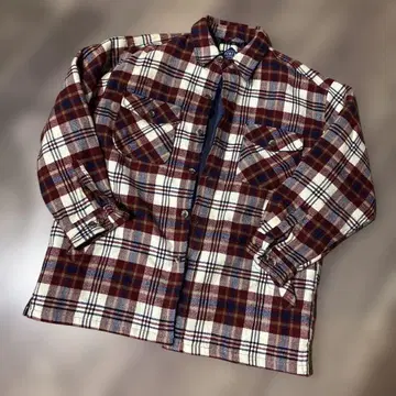 GENT'S 빨간색과 화이트 구제 의류 체크 자켓 LL 사이즈