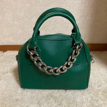 [ 새상품급 ] PAGEBOY 그린 컬러 체인 핸들 보스턴 백 2way