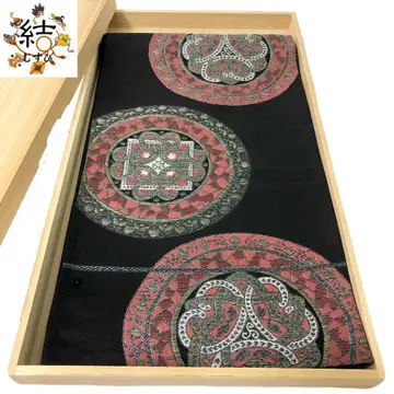 MO-3066 후쿠로 오비 둥근 추상 무늬 은사 블랙 컬러