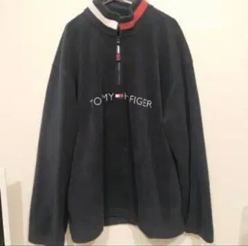 TOMMY HILFIGER 네이비 플리스 하프 지퍼