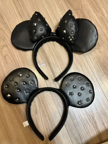 스터드 장식 블랙 미니 마우스 머리띠
