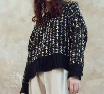 manana suerte 트위드풍 니트 블랙