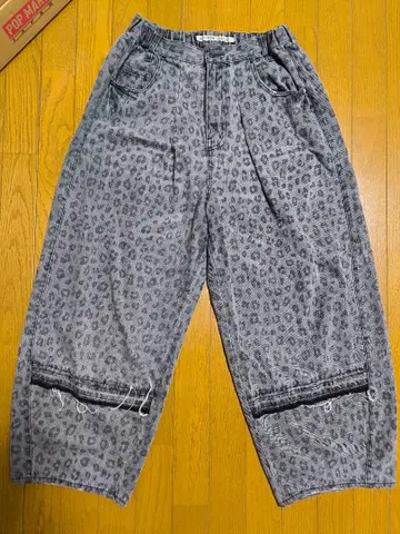 nikland 레오파드 무늬 데님 와이드 팬츠