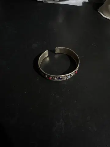 실버 컬러풀 스톤 뱅글