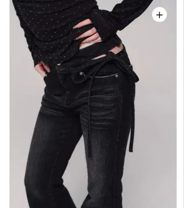 ANDWANG Corset Cut-OutRibbon Flare Denim