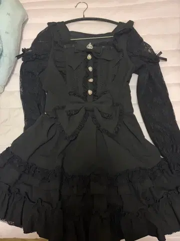 LIZLISA 티아라 리본 티어드 원피스 블랙