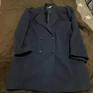 Laservave 네이비 더블 브레스트 코트