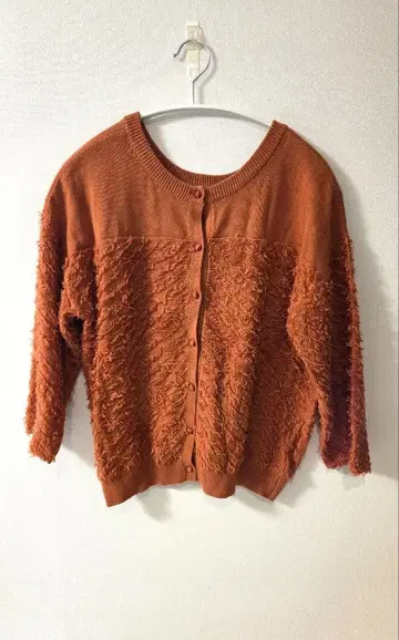 여성용 오렌지 버튼 가디건 M