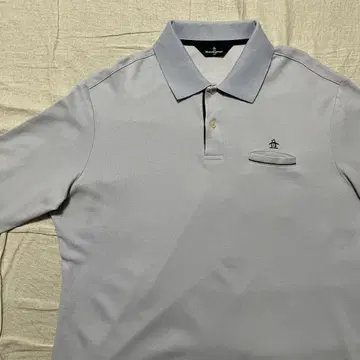 먼싱웨어 피케 셔츠 3L 블루 계열 골프 긴팔 펭귄 아크릴