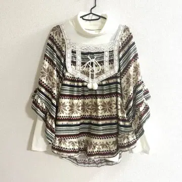 모리걸 페어리 그런지 판초 터틀넥 상의 빅 사이즈