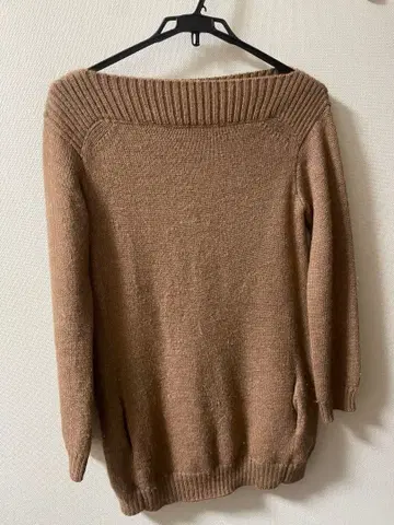 드로어 브라운 오프숄더 니트 원피스 미니 사이즈 2