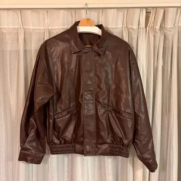 빈티지 라이크 합성 피혁 자켓