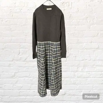 50091 프로포션 바디 드레싱 체크 도킹 니트 원피스