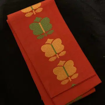 요네자와 직물 꽃잎 무늬 감색 반폭 오비