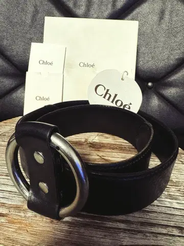 끌로에 블랙 가죽 벨트 링 버클