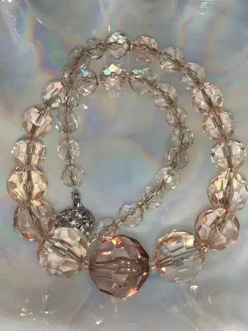 SILVER 핑크 크리스탈 목걸이