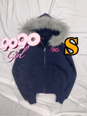90 Logo Glitter Fur Zip Hoodie