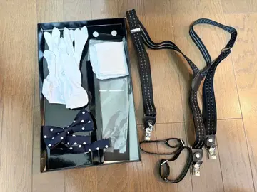 흰 장갑 나비 넥타이 서스펜더 암밴드 손수건 커프스 세트 신랑용