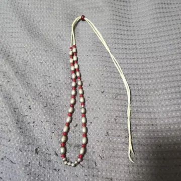 실버 레드 비즈 2연 목걸이