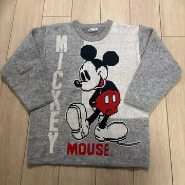 90's 빈티지 미키마우스 긴팔 스웨터 그레이