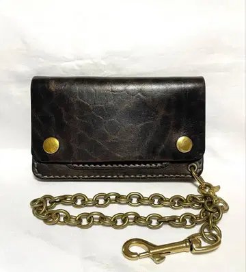 미들 트래커 지갑 블랙 호스바트 브라운 체인 포함