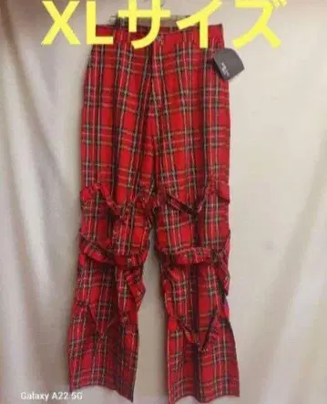 MAD 남성용 타탄 체크 본지티 팬츠 빨간색 XL