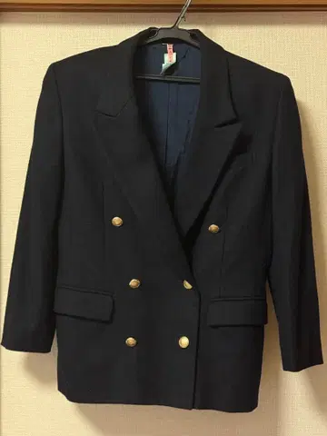 여성용 네이비 더블 브레스트 9호 테일러드 자켓 M