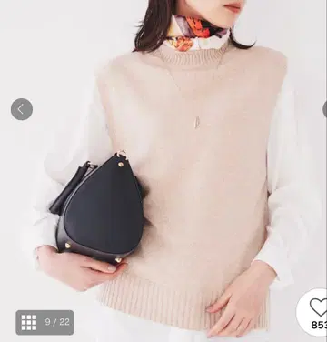 베스트 [ 가로 슬릿/두껍지 않은 ] 실크 울 니트 베스트 여성용 베이지