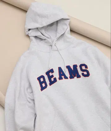 BEAMS 그레이 후드 부착 후드티