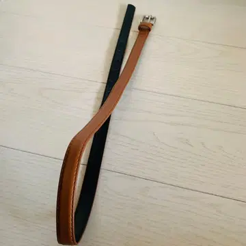 고급스러워 보이는 슬림 내로우 벨트 카멜 | 허리 마크, 깔끔한 코디에