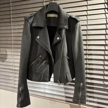 ZARA BASIC 그레이 더블 라이더 자켓 M