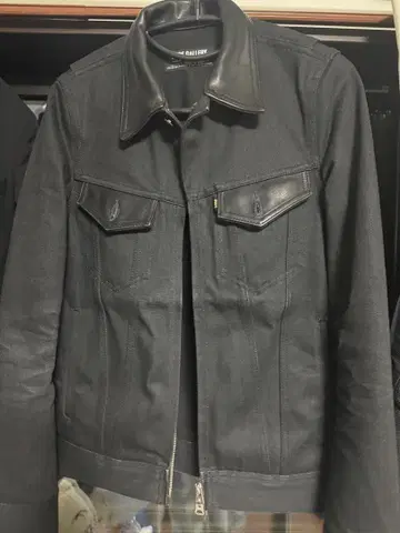 루드 갤러리 블랙 데님 호스 가죽 자켓