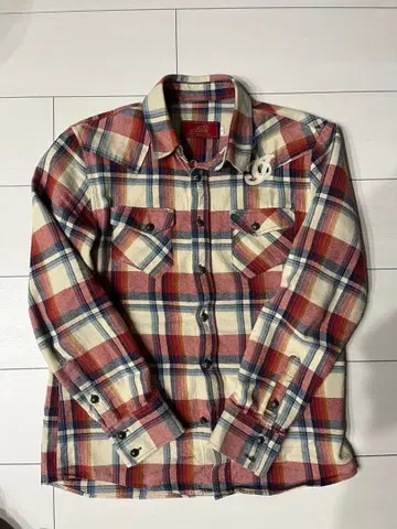 Indian 체크 무늬 긴팔 셔츠 L