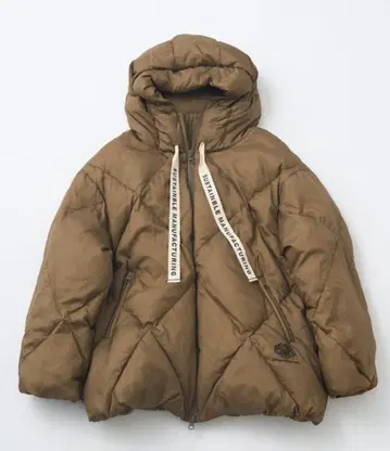 퓨어세신 리사이클 다운 집업 후드 자켓 올리브 베이지