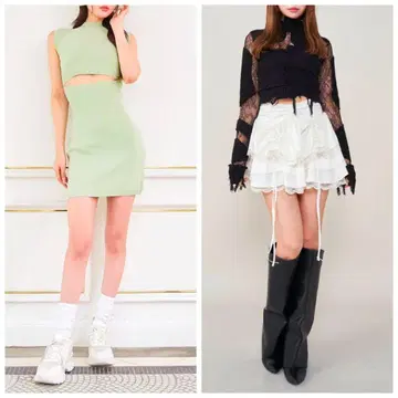 (세트 판매) Darich/다리치 미니 원피스 & 랜덤 프릴 미니 스커트