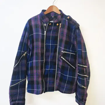 도쿄 JIMSINN 타탄 체크 패턴 본지티 라이더 자켓