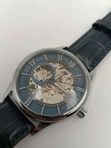 [미사용 새상품] 41mm 파이롯트 자동 와인딩 시계 스켈레톤 파랑