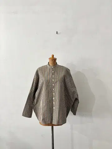 [ 미사용 ] 올드 맨즈 테일러 로빈슨 체크 무늬 노카라 셔츠