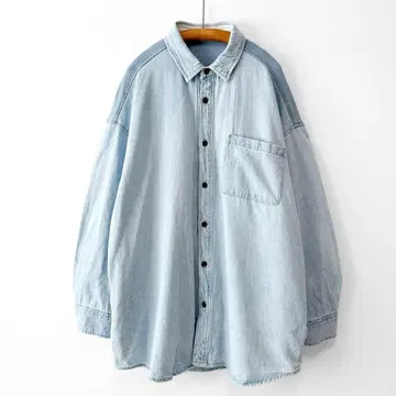 ONIGIRI 보이프렌드 데님 셔츠 블루종 빅 실루엣 루즈핏