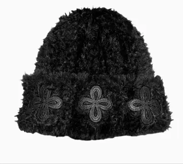 서지컬 레더 패치 퍼 비니 '블랙'