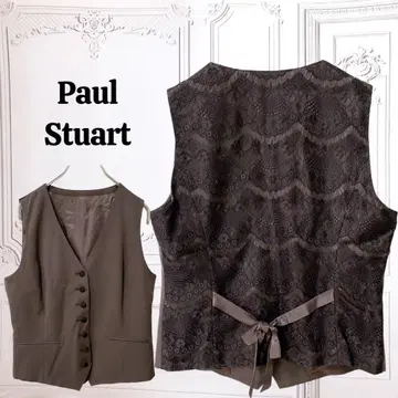 [ 폴 스튜어트 ] 베스트/울 [ S~M ] 브라운 이소재/레이스 리본