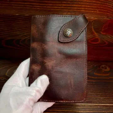 A23 아르헨티나 가죽 워시드 가죽 천연 가죽 미들 반 접는 지갑 브라운