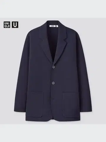 유니클로 U 밀라노 리브 니트 자켓 네이비