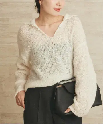 플라주 plage ALPACA MIX BUTTON 베이지 화이트