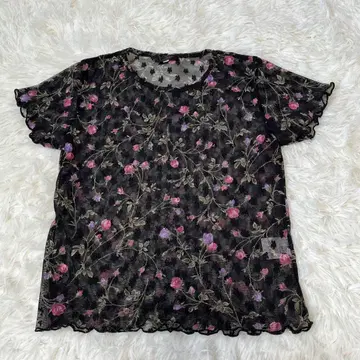 YUKITORII 유키토리 인터내셔널 꽃무늬 자수 T셔츠 블라우스